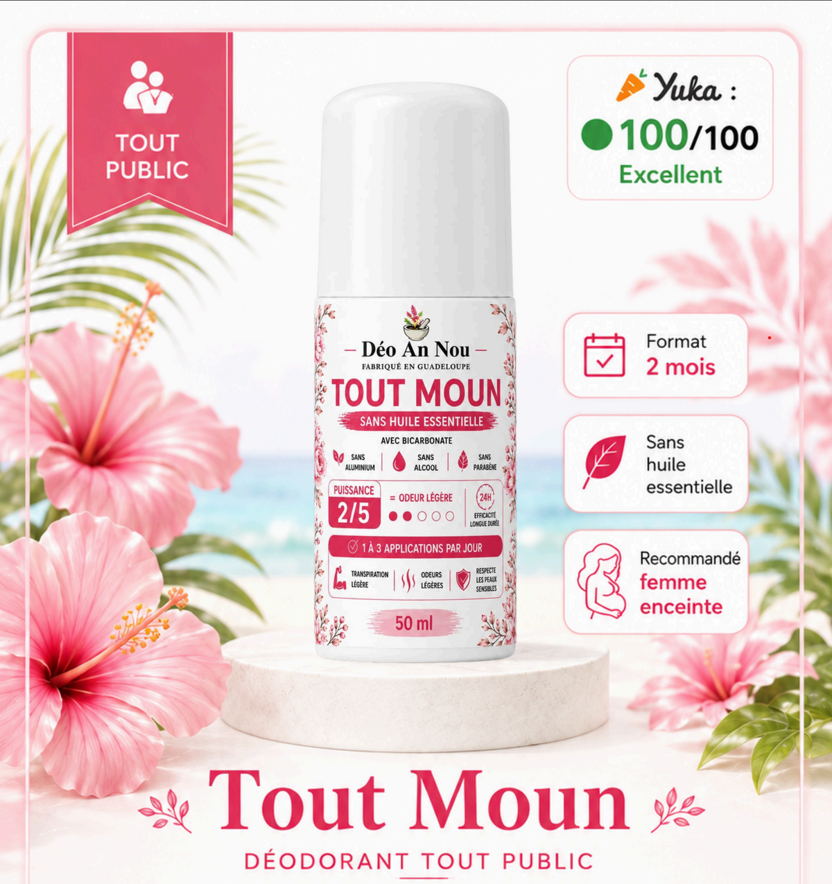 Tout Moun  (Sans huile ESSENTIELLE) PUISSANCE 2 FORMAT 2 MOIS