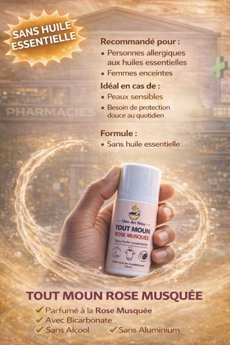 Tout Moun Rose Musquée (Sans huile ESSENTIELLE) PUISSANCE 2