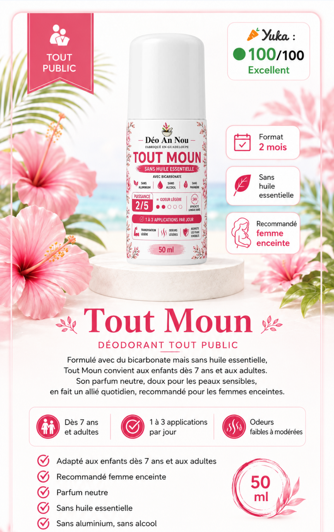 Tout Moun  (Sans huile ESSENTIELLE) PUISSANCE 2 FORMAT 2 MOIS
